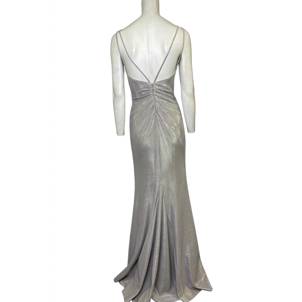 NEW FAVIANA classic metallic gown in platinum - Picture 2 of 2